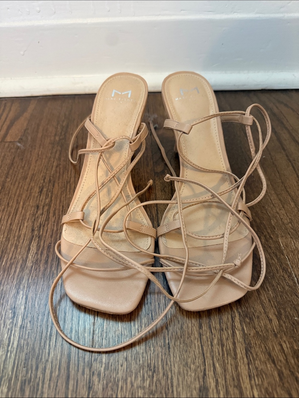 Marc Fisher Beige Strappy Wrap Sandals